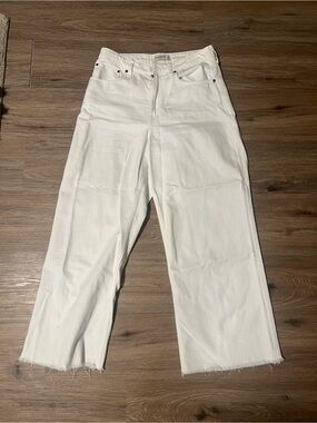 Abercrombie Curve Love Crop Wide Leg White Jeans
